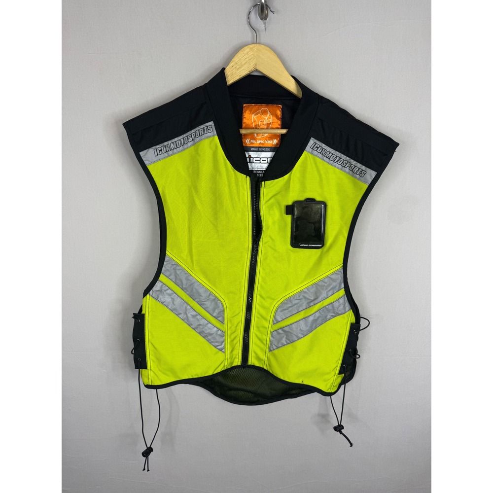 Icon Mil Spec Vest Neon Yellow High Visibility Reflective Motorcycle Safety Vest